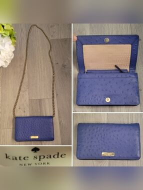 Kate Spade New York Alexander Ave. Lake Blue Ostrich Embossed Isabeli Crossbody